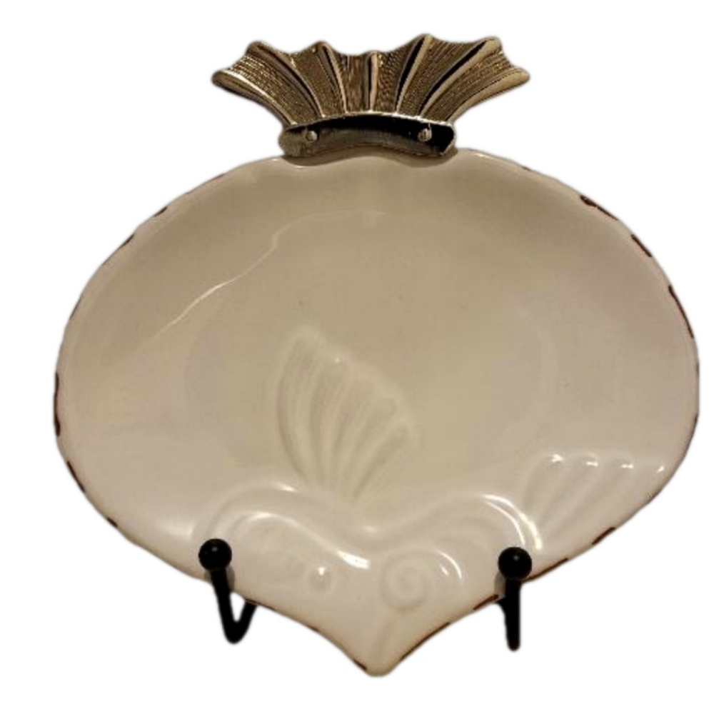 Mud Pie Elegant White and Silver, Fish Appetizer Plate